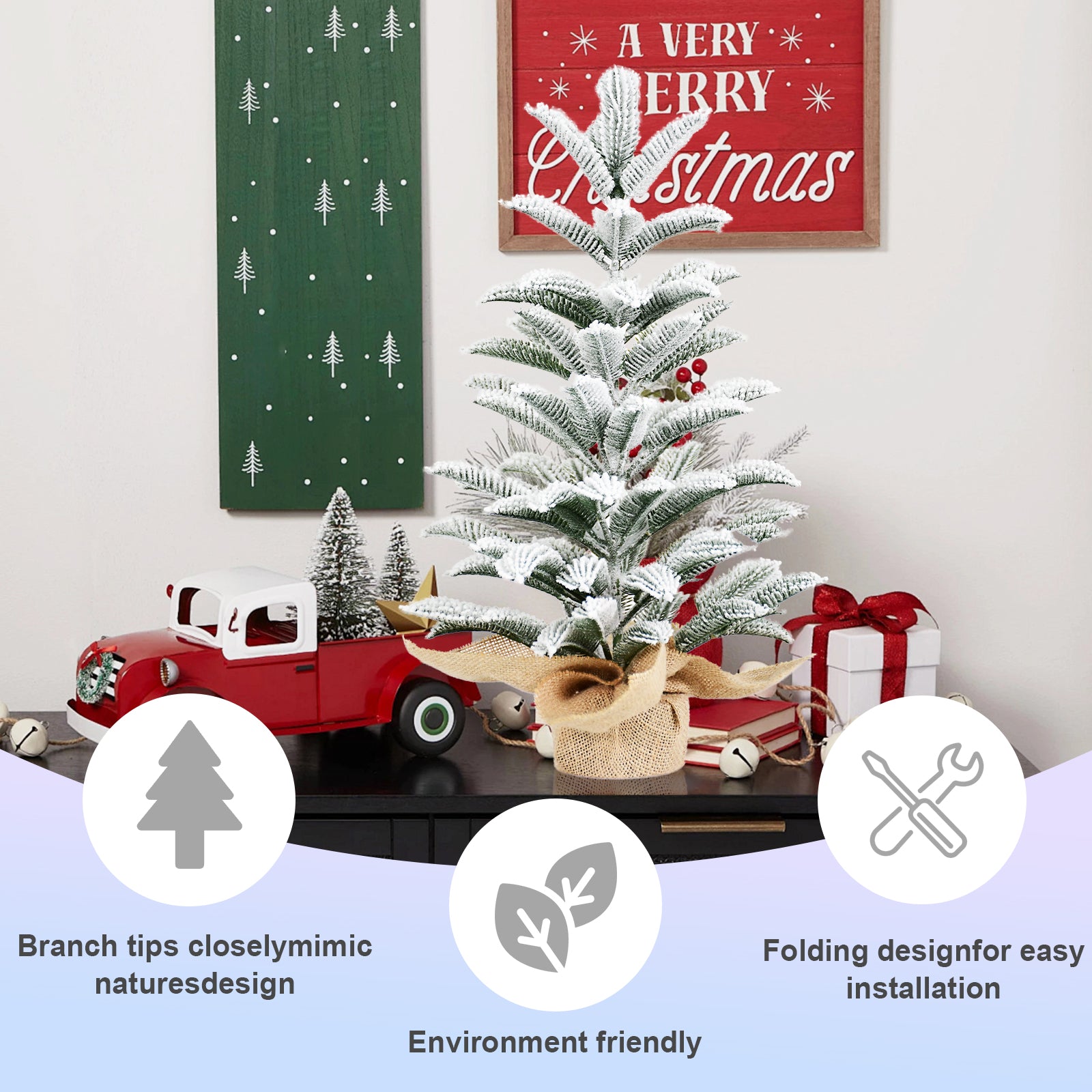 50CM Flocked Tabletop Christmas Tree