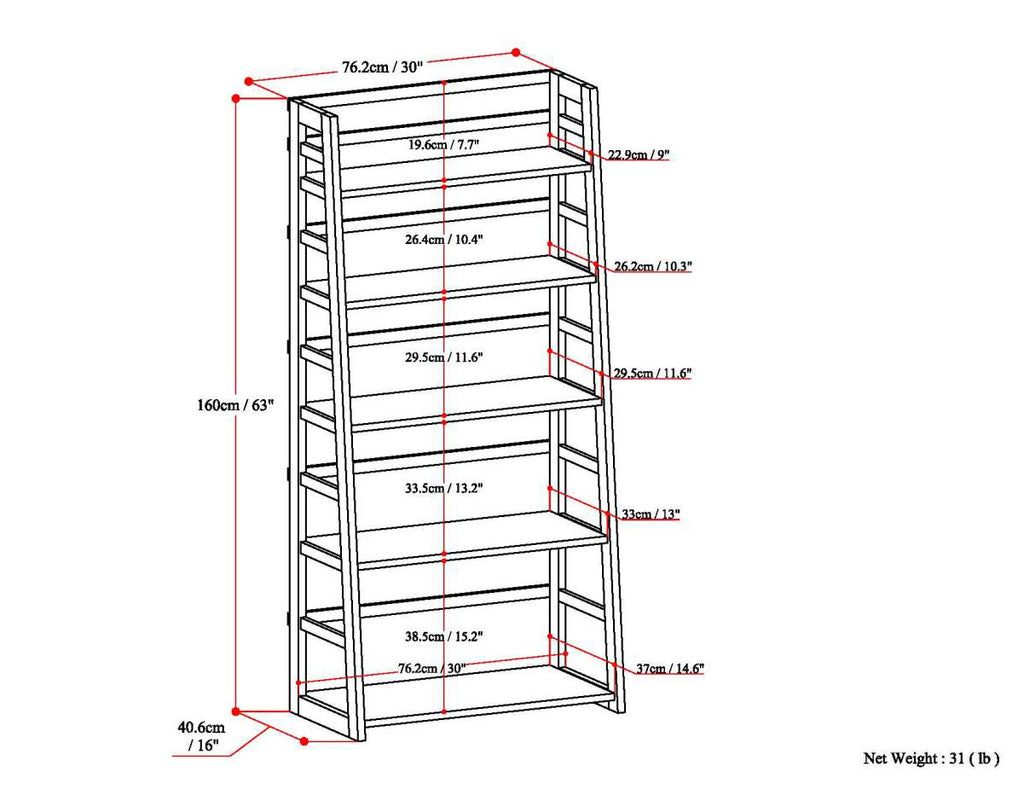 Acadian Ladder Shelf Bookcase - Light Golden