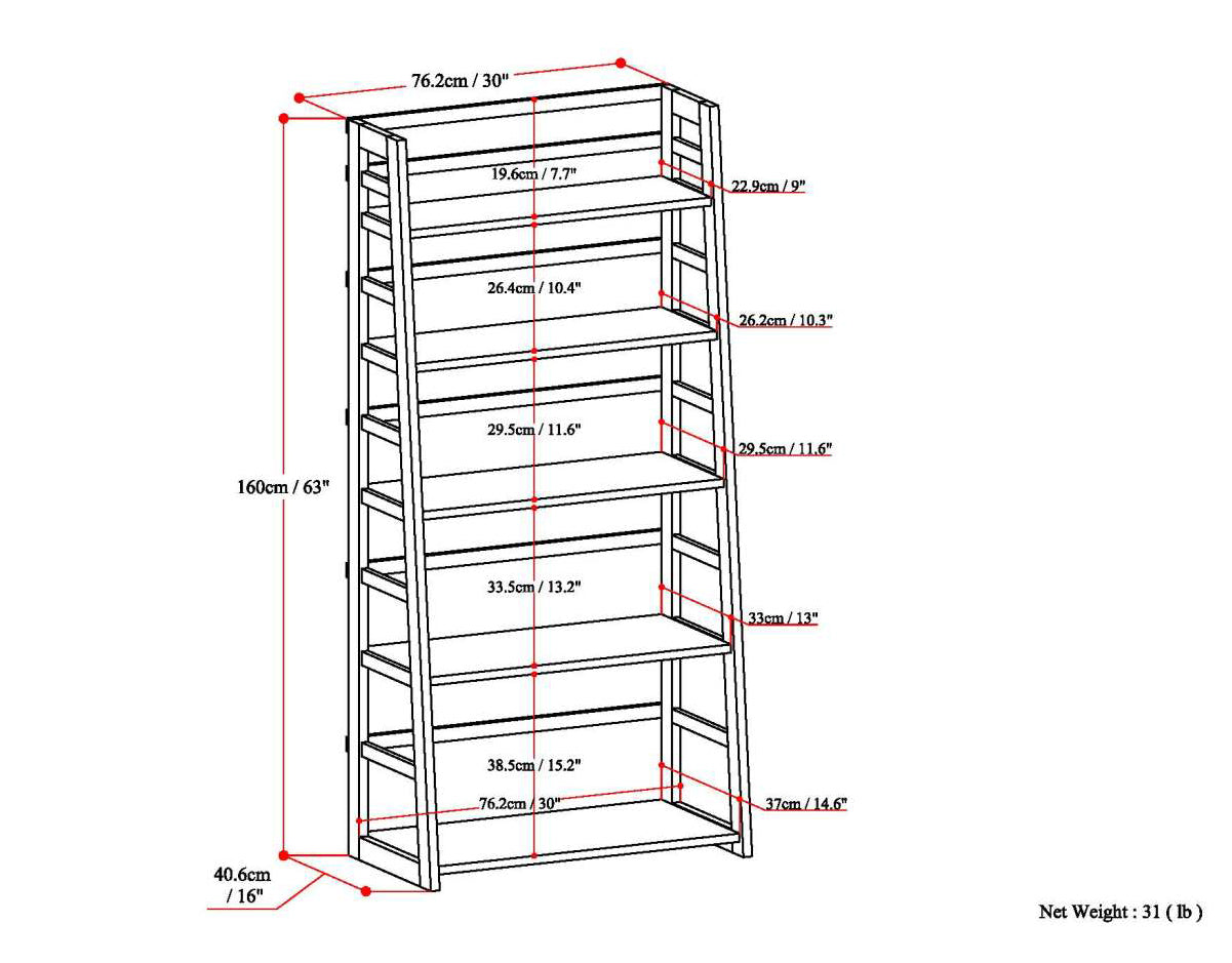 Acadian Ladder Shelf Bookcase - Light Golden