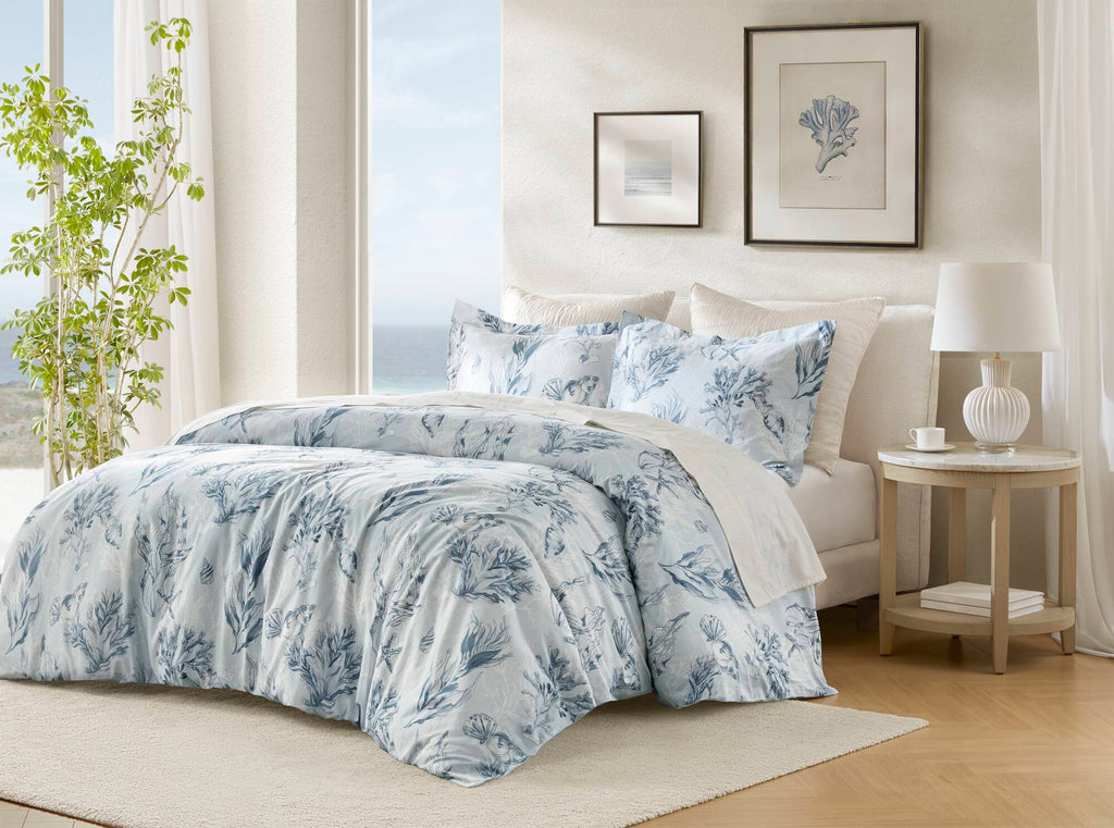 3-Piece King 100% Cotton Sateen Duvet Cover Set, Navy/Blue