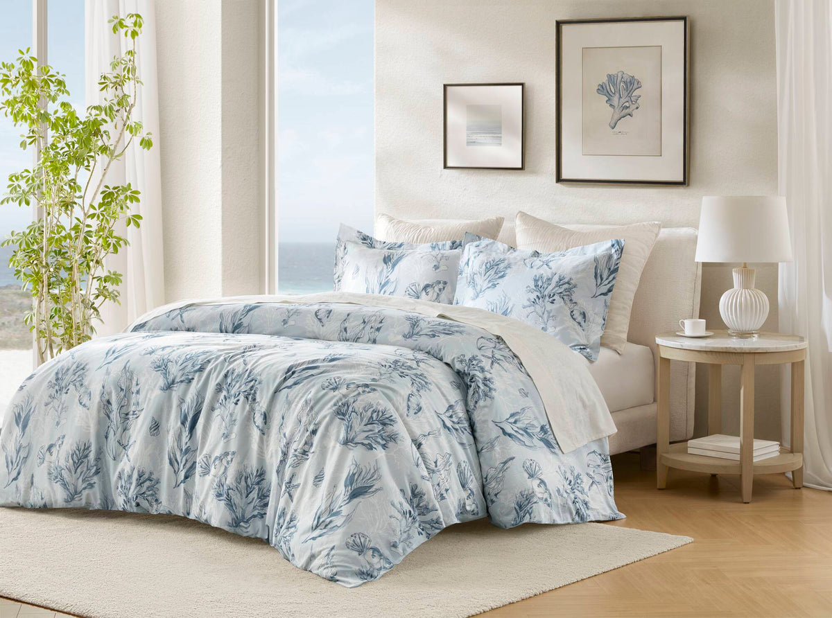 3-Piece King 100% Cotton Sateen Duvet Cover Set, Navy/Blue