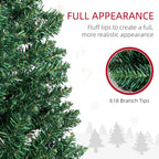 HOMCOM 8' Tall Pre-Lit Slim Noble Fir Artificial Christmas Tree