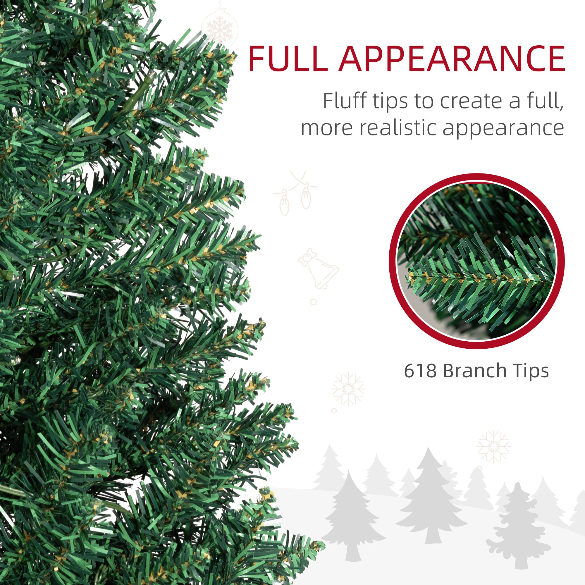HOMCOM 8' Tall Pre-Lit Slim Noble Fir Artificial Christmas Tree