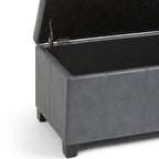 Dover 36 Inch Wide Storage Ottoman Bench in Stone