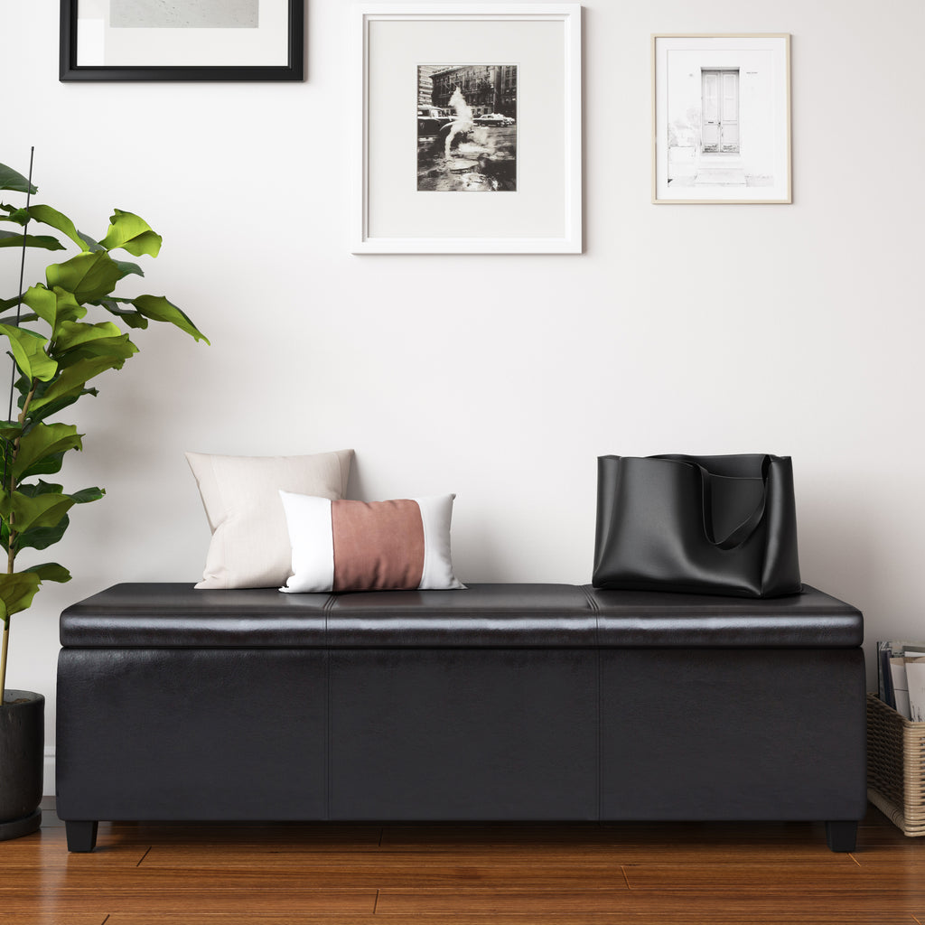 Avalon 54 Inch Wide Extra Large Storage Ottoman Bench in Tanners
