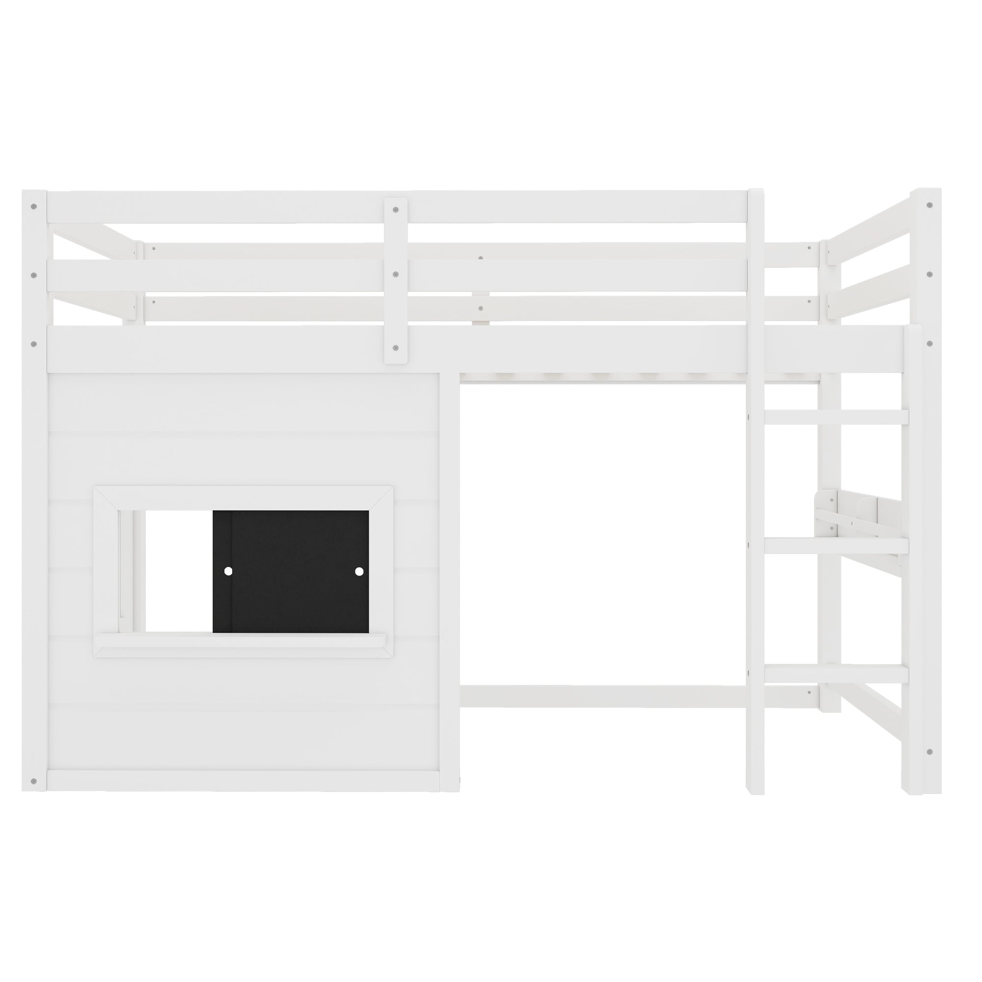 Twin Size Loft Bed With Playful Sliding Chalkboard
