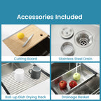 Stainless Steel Kitchen Sink, 30″x19″ Single Bowl