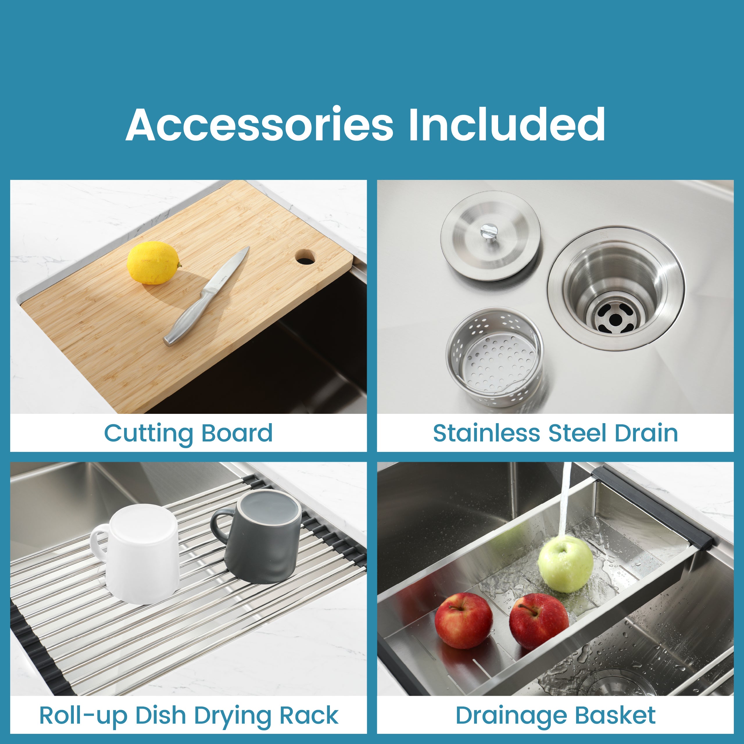 Stainless Steel Kitchen Sink, 30″x19″ Single Bowl