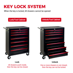 Rolling Metal Tool Chest with 7 Drawers - Black