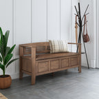 Adams 48 Inch Wide Solid Wood Entryway Storage Bench