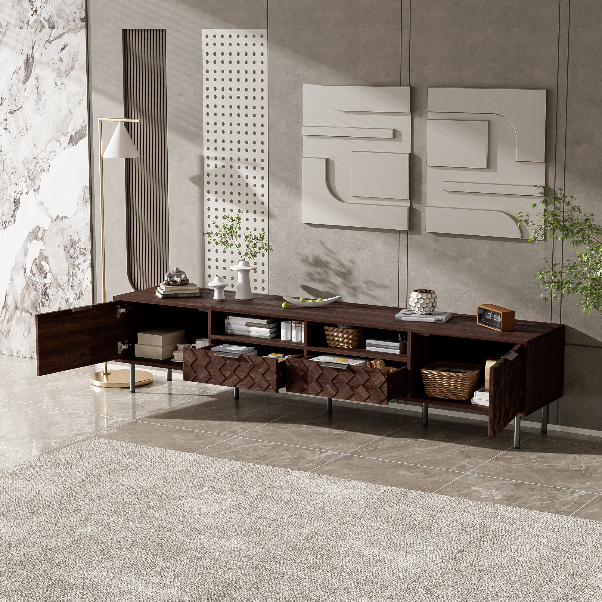 78 Inch Modern TV Stand for TVs Up to 85"