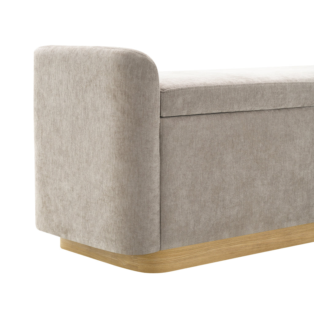 Storage Bench with Safety Hinge, 49-Inch, Brown Chenille