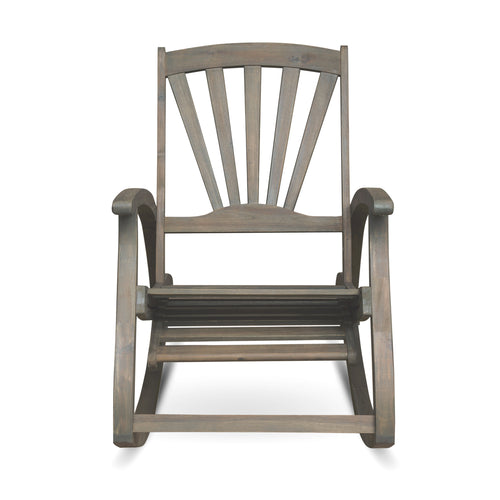 Outdoor Acacia Wood Rocking Chair with Retractable Foot Panel