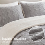 3 Pieces Full/Queen Cable Knit Chenille Comforter Set