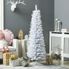 HOMCOM 5' Snow Flocked Artificial Pencil Christmas Tree