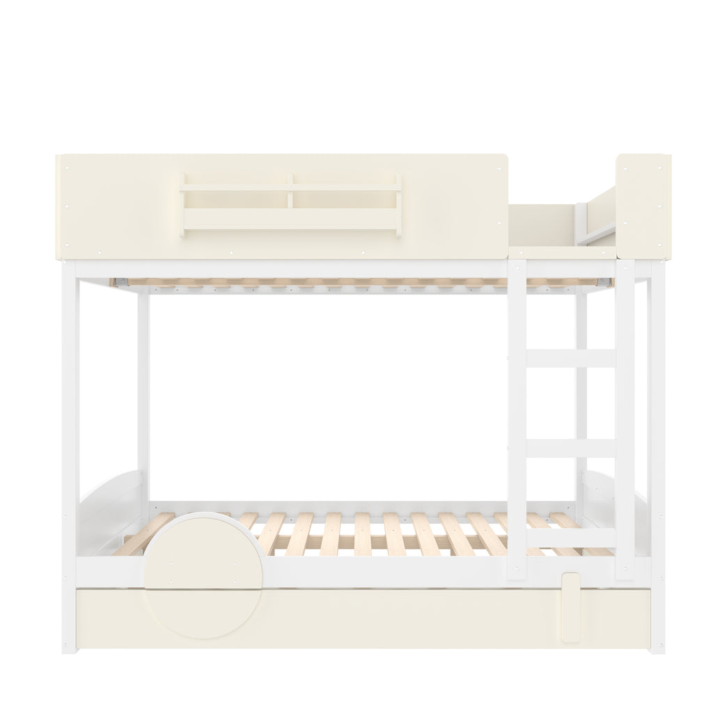 Queen Bunk Bed With Trundle and Bookshelf