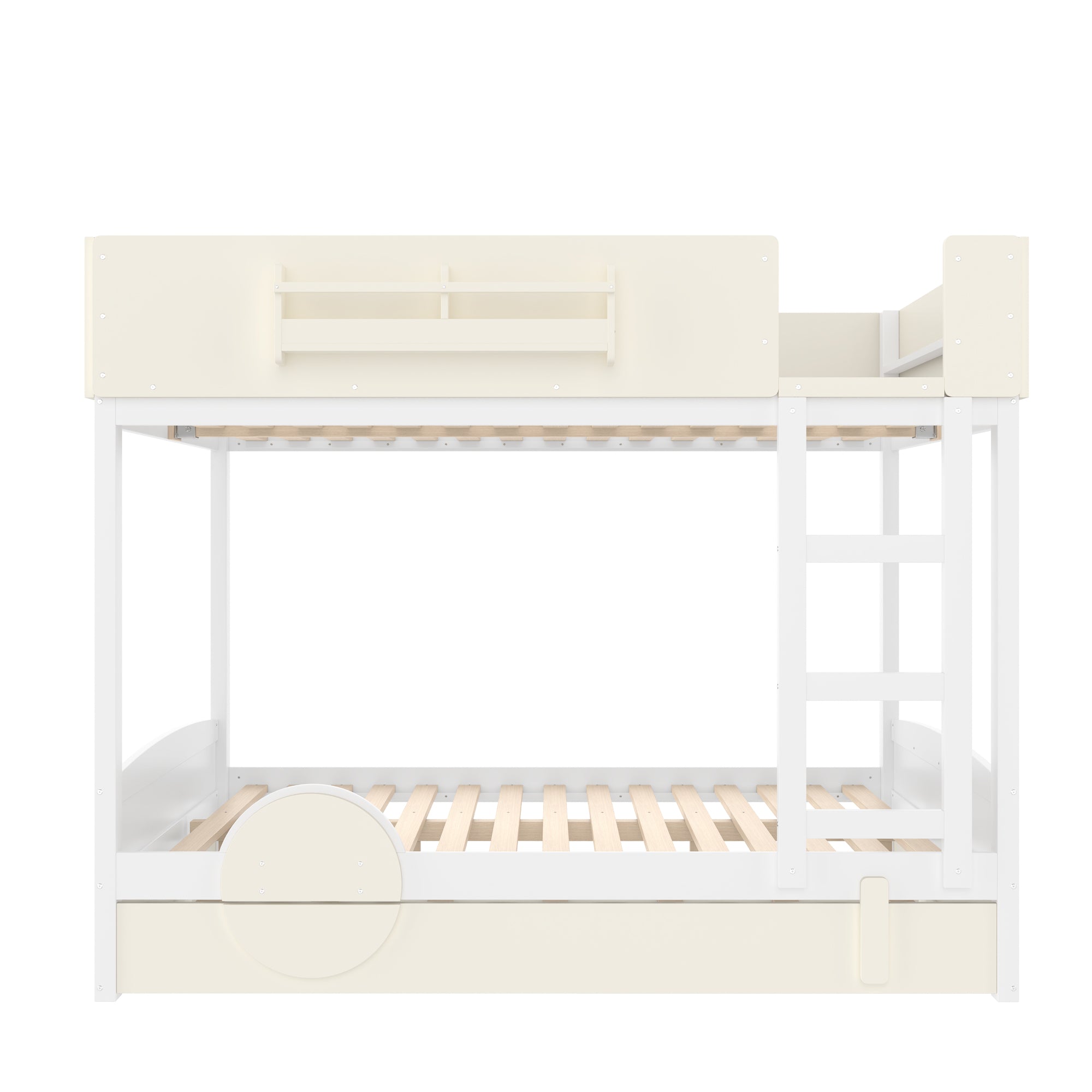 Queen Bunk Bed With Trundle and Bookshelf