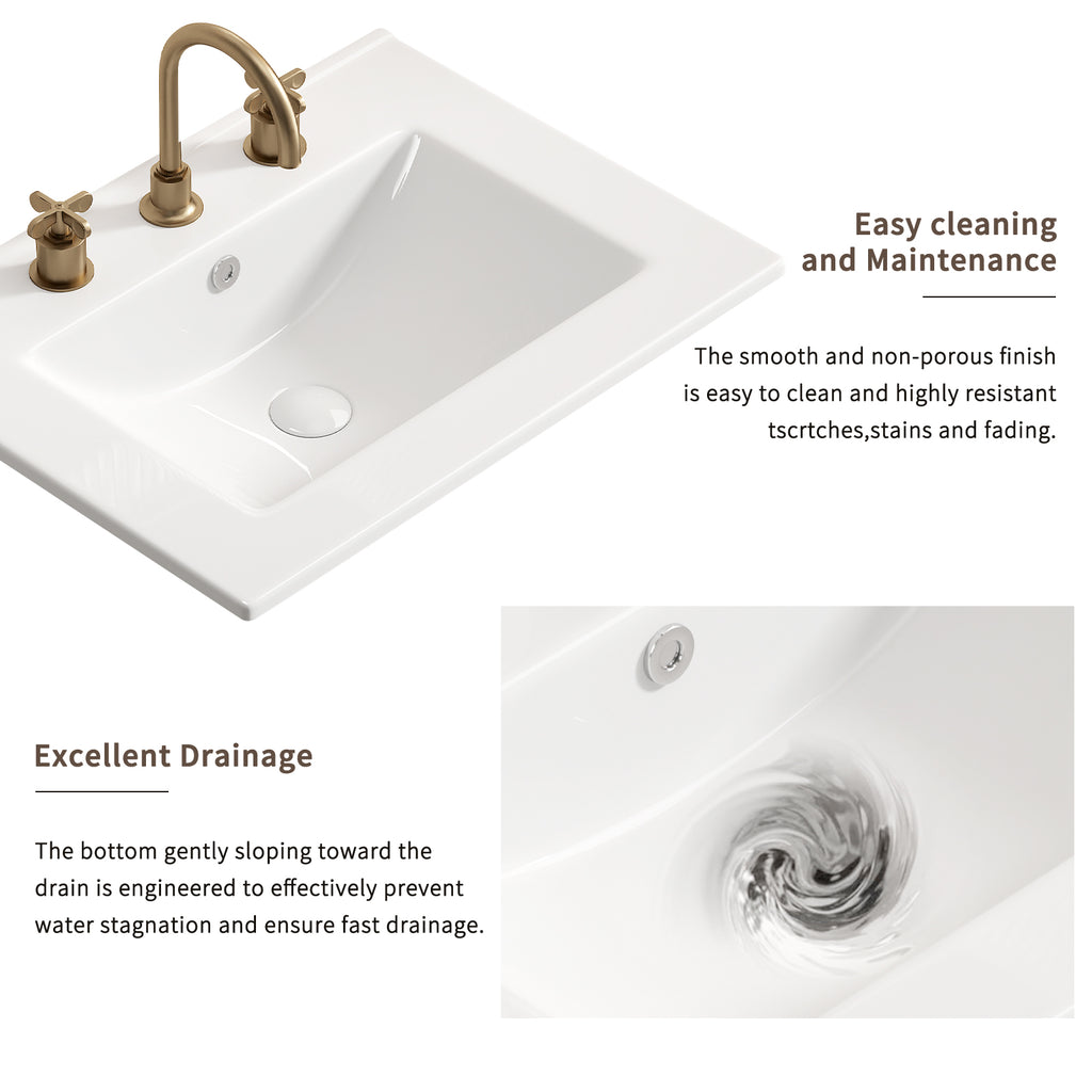 24 Inch Bathroom Vessel Sink - Glossy White