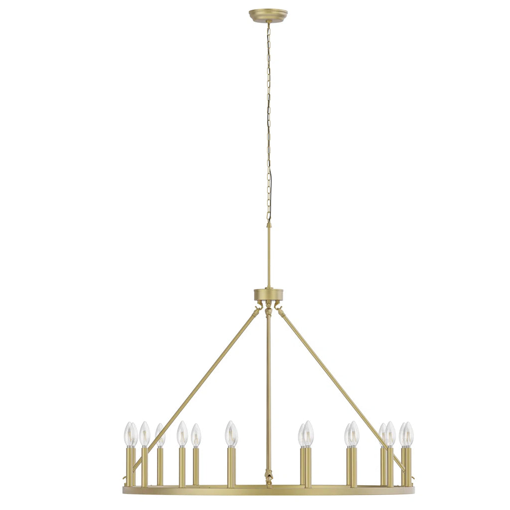 16-Light Wagon Wheel Chandelier, 39.3-Inch, Gold Iron