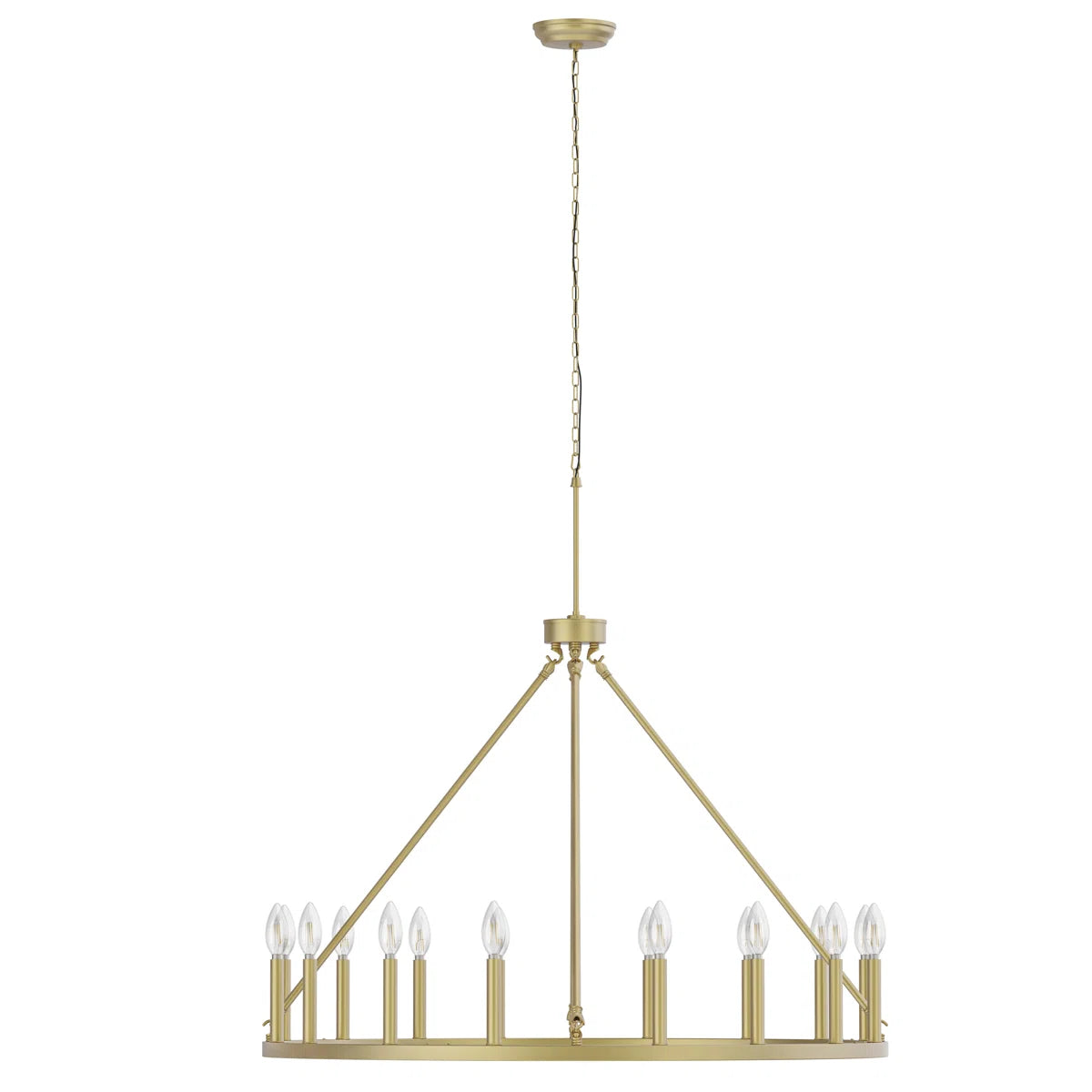 16-Light Wagon Wheel Chandelier, 39.3-Inch, Gold Iron