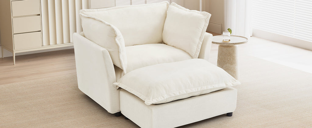 Modern Armchair Sofa with Movable Ottoman
