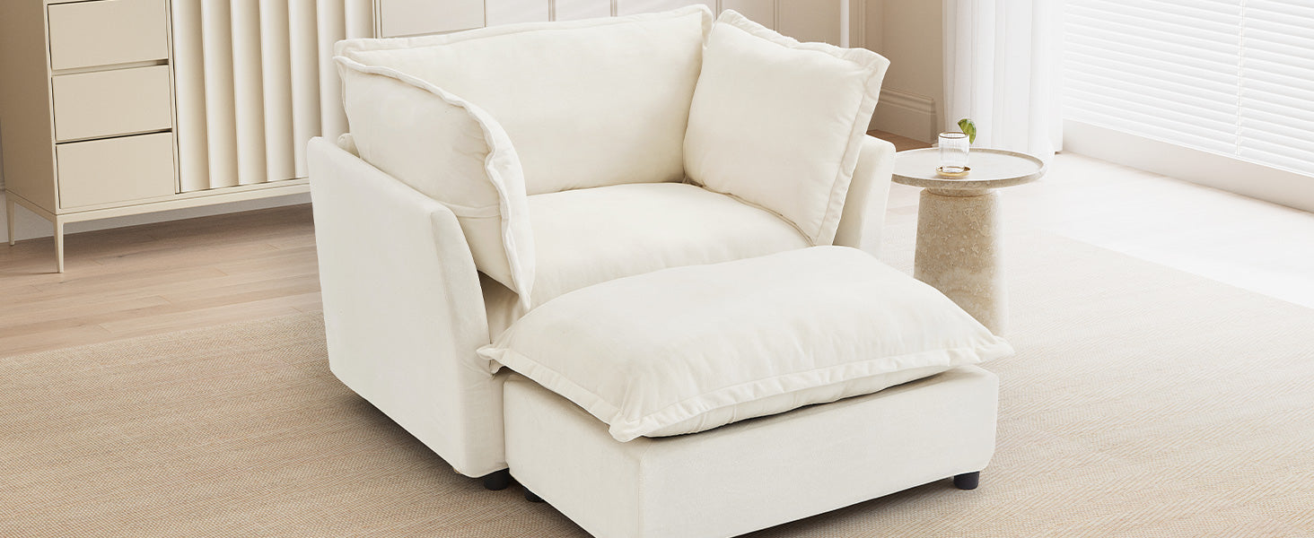 Modern Armchair Sofa with Movable Ottoman