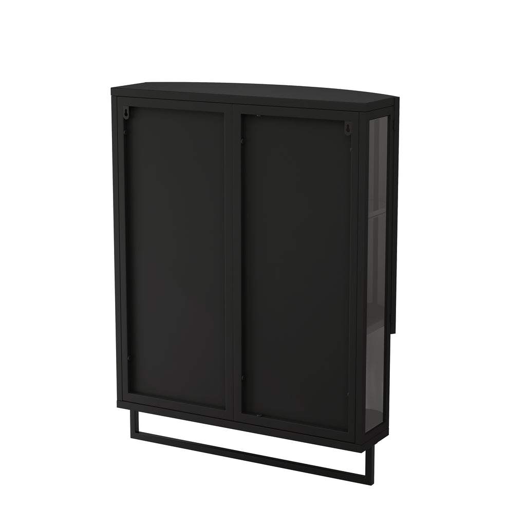 23.62" Modern Arched Glass Double-Door Wardrobe