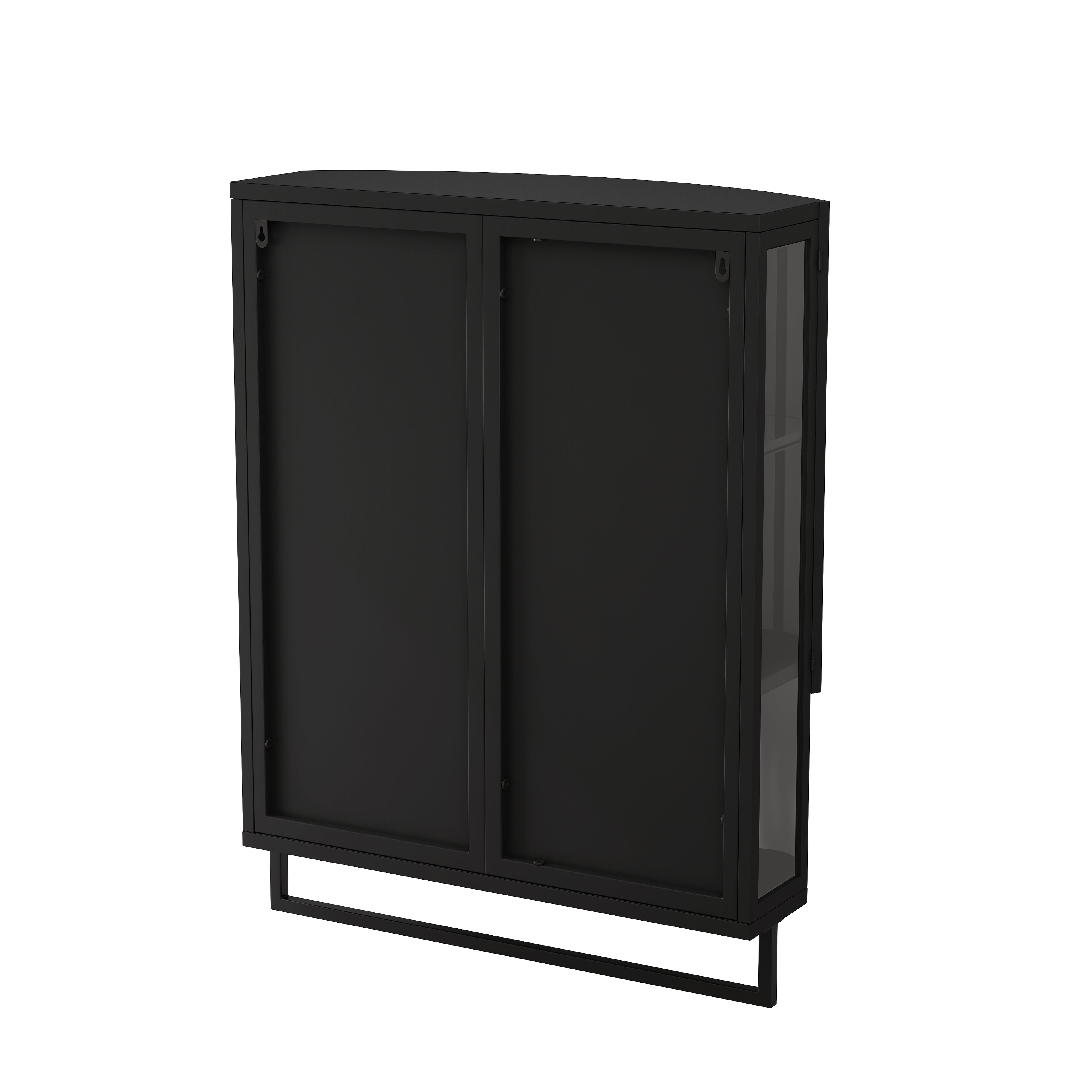 23.62" Modern Arched Glass Double-Door Wardrobe