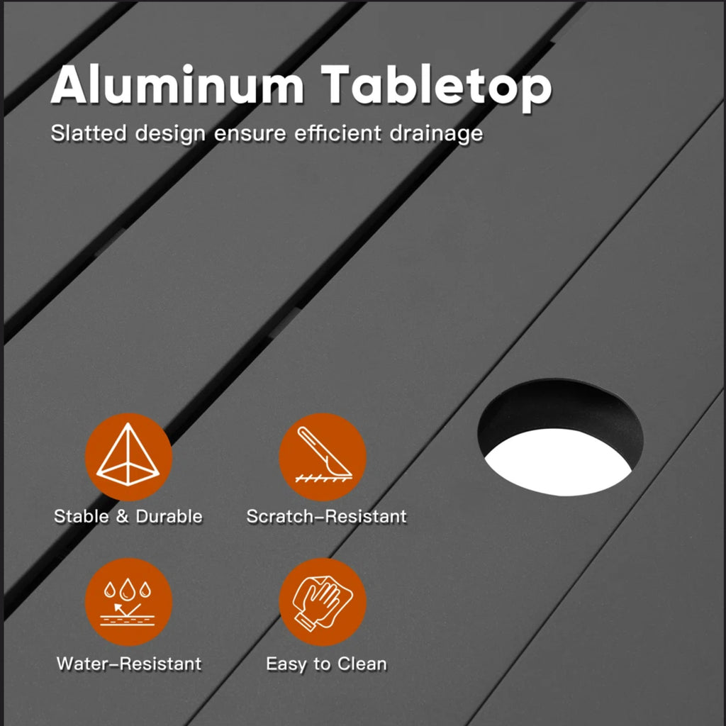63"-92" Extendable Aluminum Outdoor Dining Table