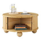 Round Fluted Coffee Table with Storage