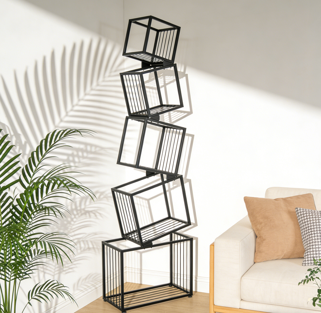 5-Tier Metal Geometric Bookshelf