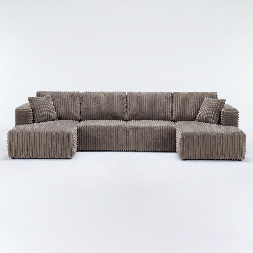 U Shape Modular Sectional Sofa - Khaki