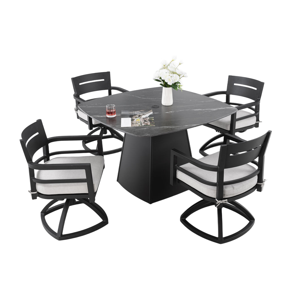 5-Piece Outdoor Pedestal Dining Set