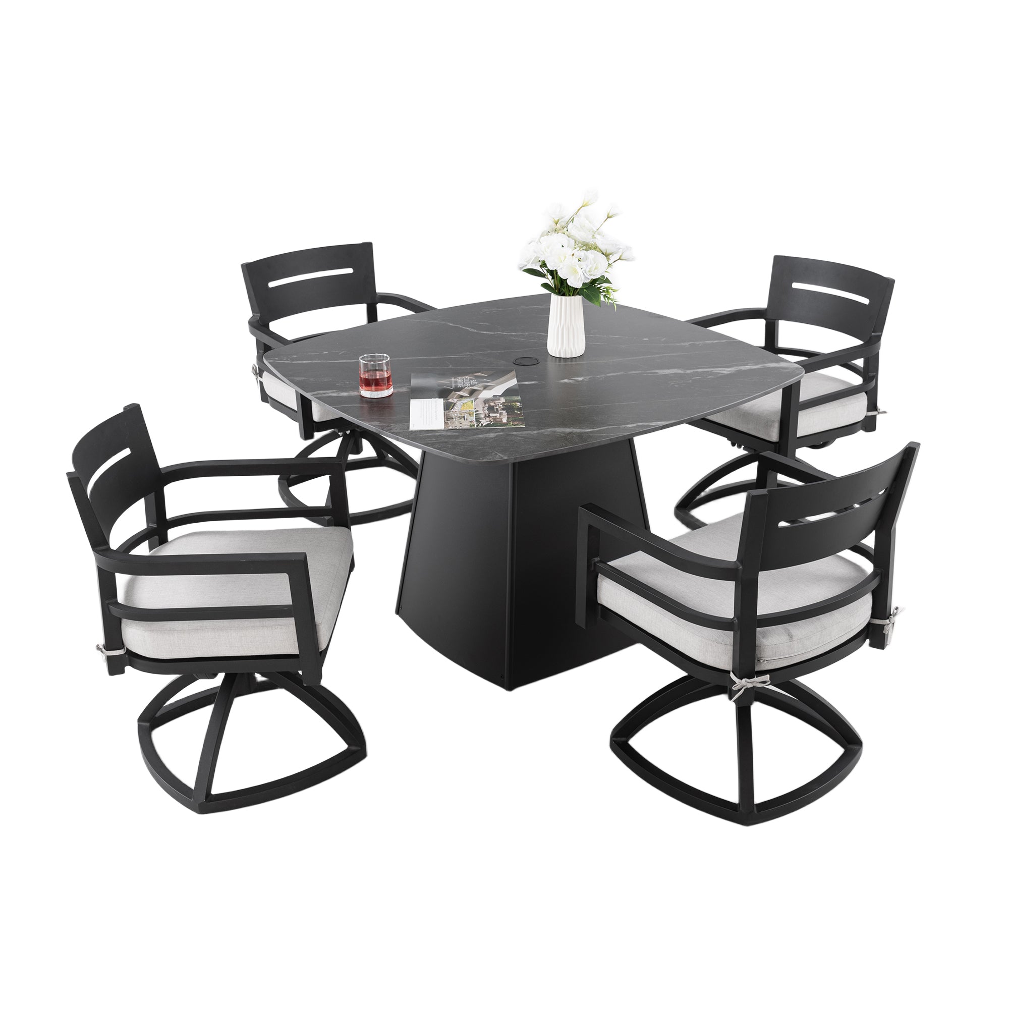 5-Piece Outdoor Pedestal Dining Set