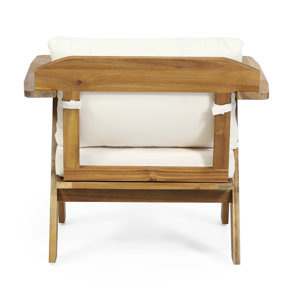 Outdoor Acacia Wood Club Chairs with Cushions (Set of 2)