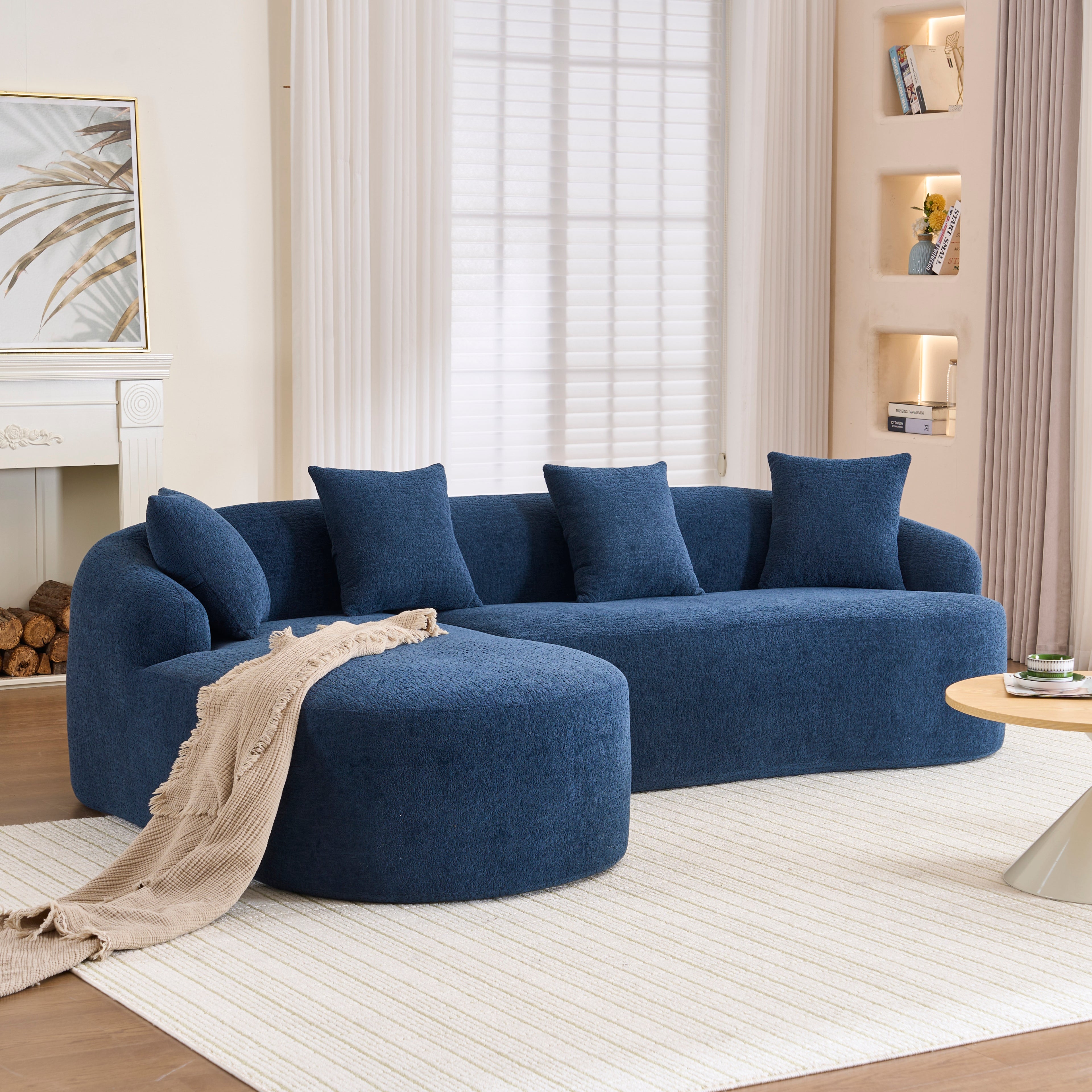 Compression Sponge L-Shape Sectional Sofa with Curved Chaise