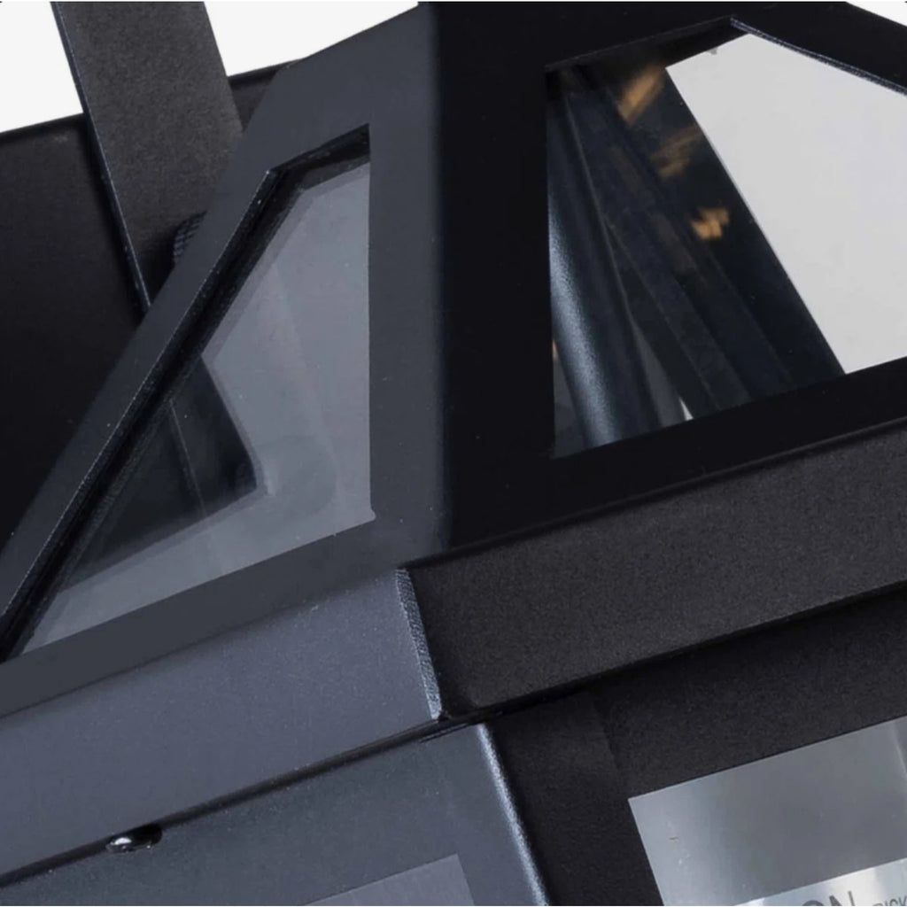 13-Inch Dusk to Dawn Outdoor Wall Light, Modern Black Metal and Glass
