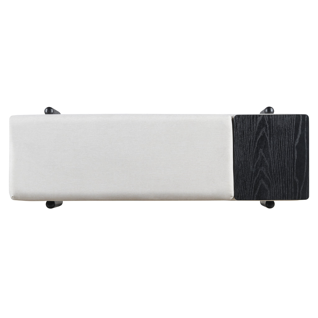 TREXM Farmhouse Upholstered Storage Bench with Hidden Compartment