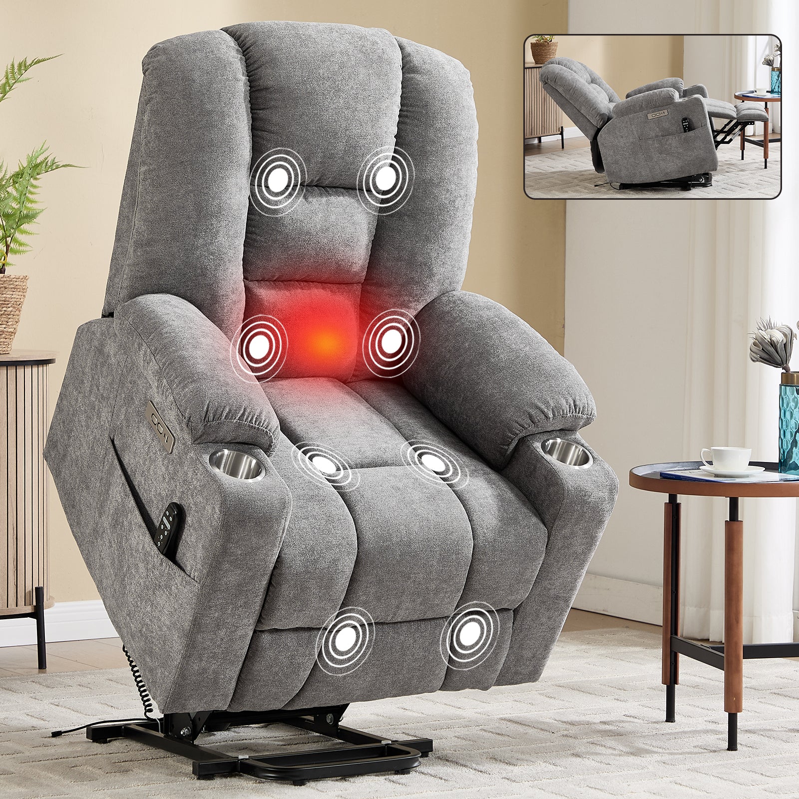Power Lift Recliner Chair with Massage and Heat