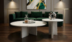 White Semi-Polished Marble Round Nesting Table Set of 2