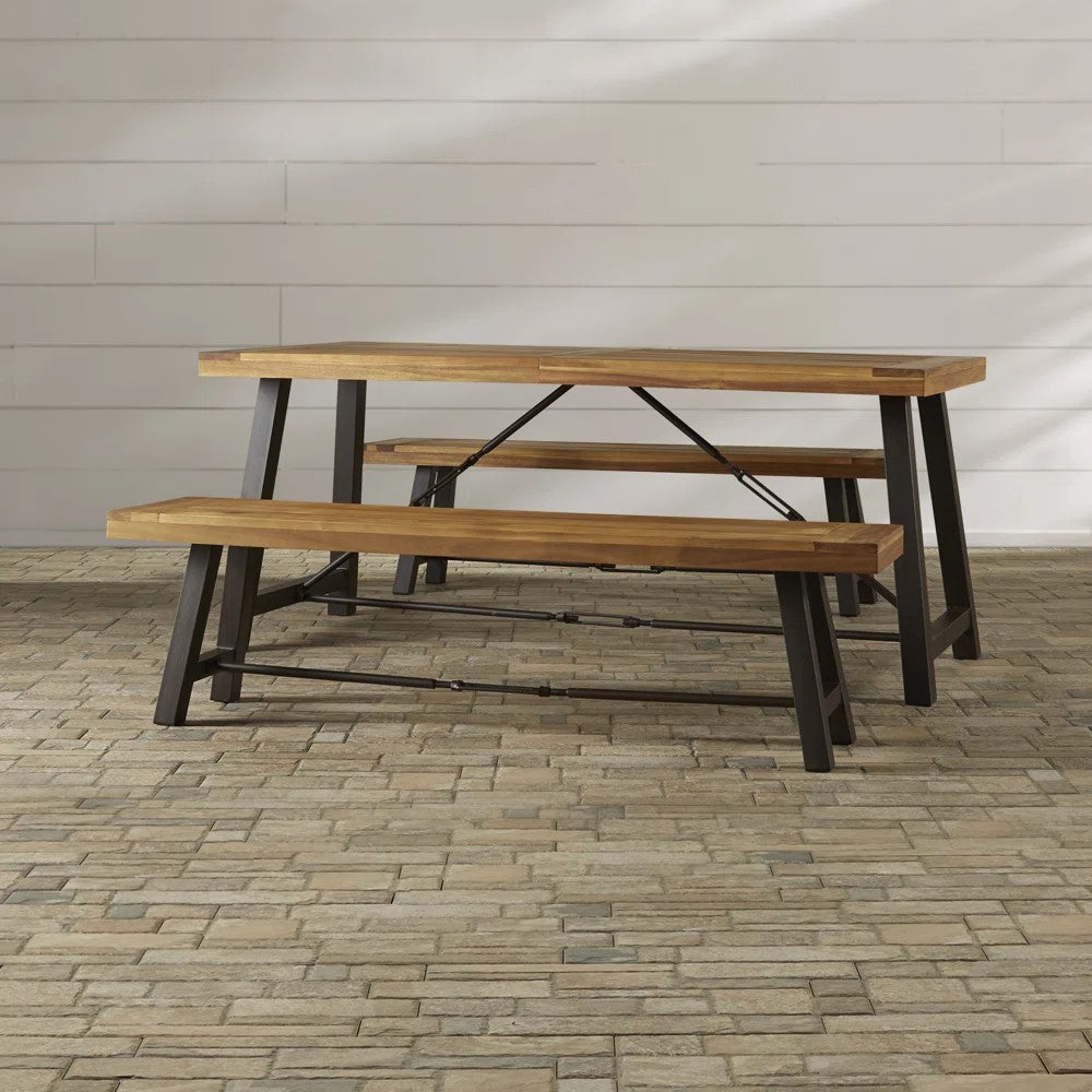 Outdoor 3-Pieces Acacia Wood Dining Set