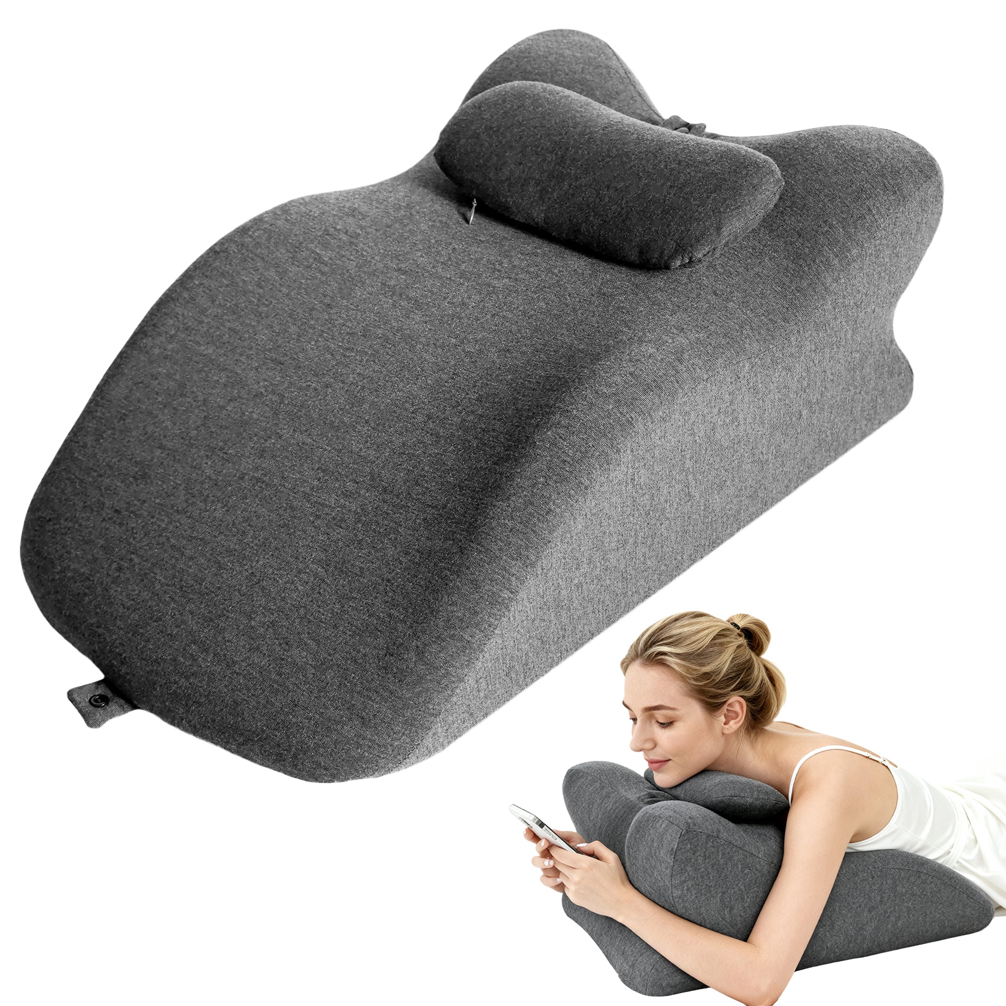 Ergonomic Spinal Posture Support Bed Pillow - Grey