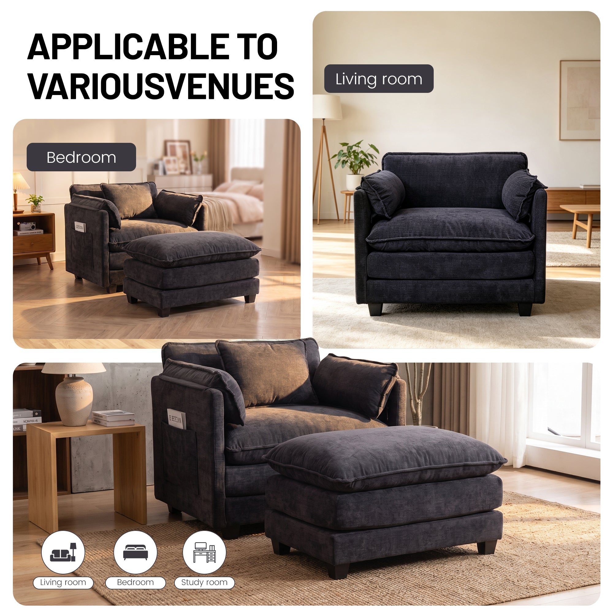 Level Up Oversized Sofa with Ottoman