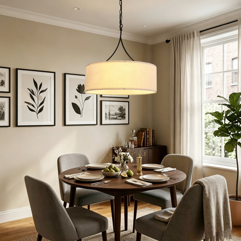 Modern 3-Light Fabric Pendant Light