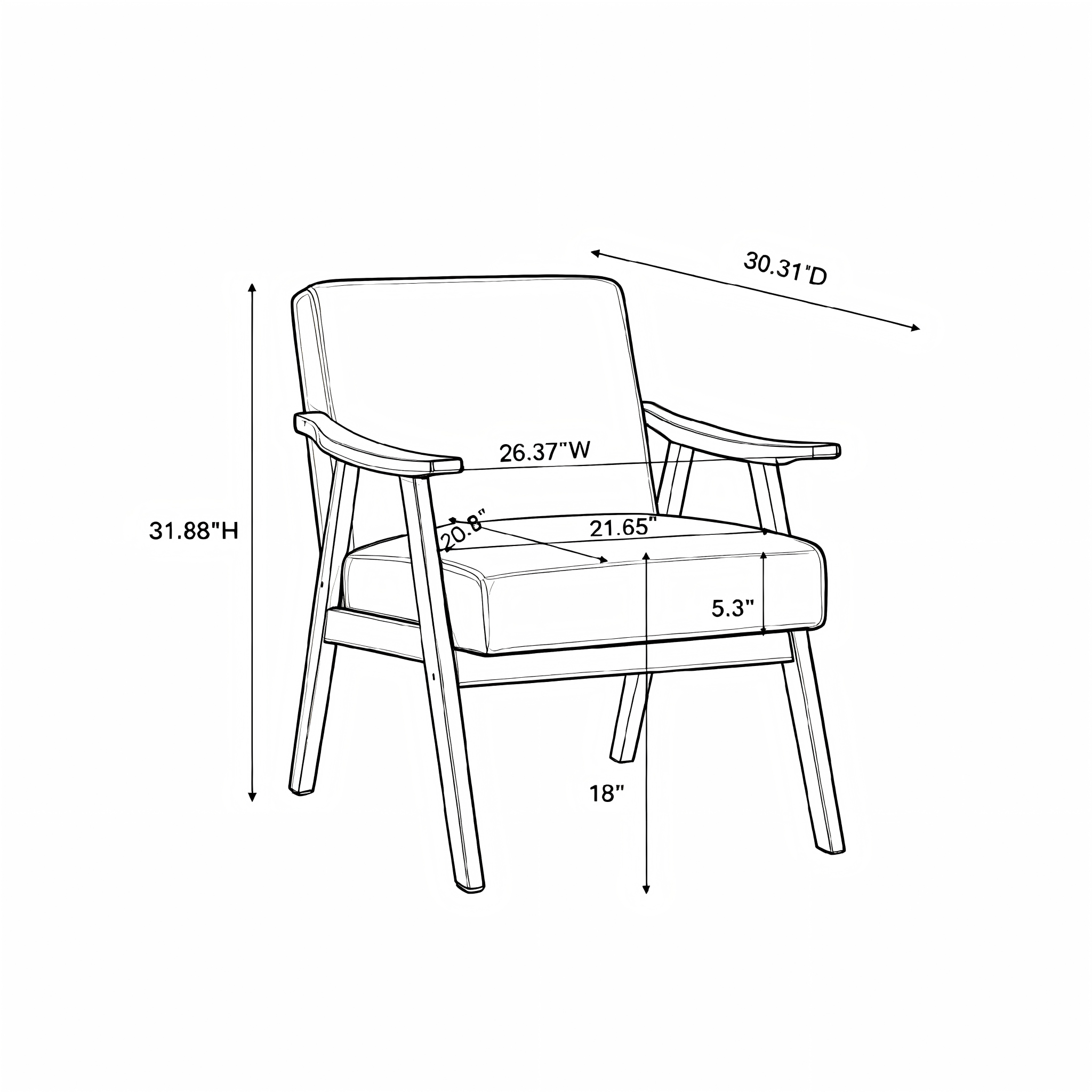 Classic Mid Century Modern Accent Chair