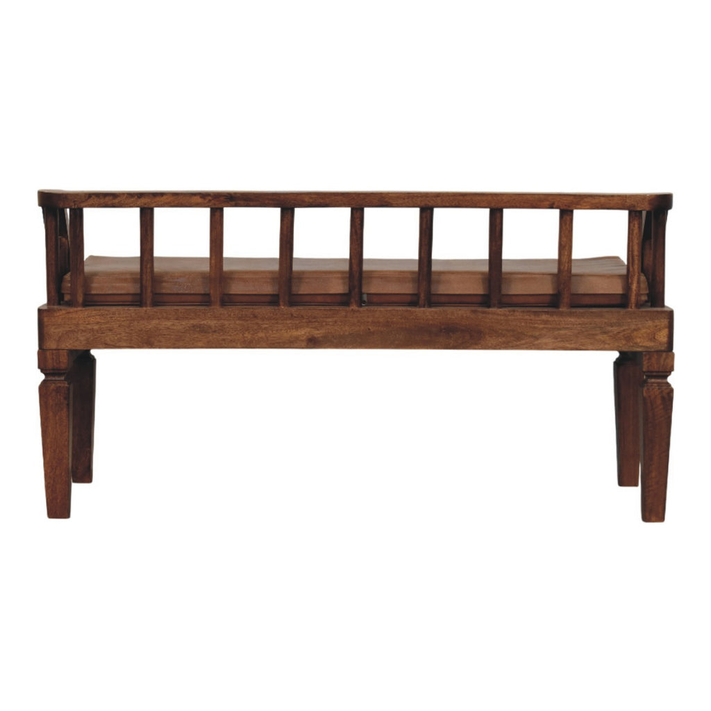 Artisan Furniture Solid Wood Bordeaux Leather Bench