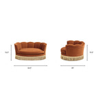 Clara 34.5" Scalloped Pet Sofa Bed, Medium, Burnt