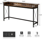 70.9" Extra Long Console Table with Power Outlets & USB Ports