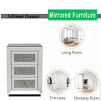 Mirrored Nightstand 3 Drawer