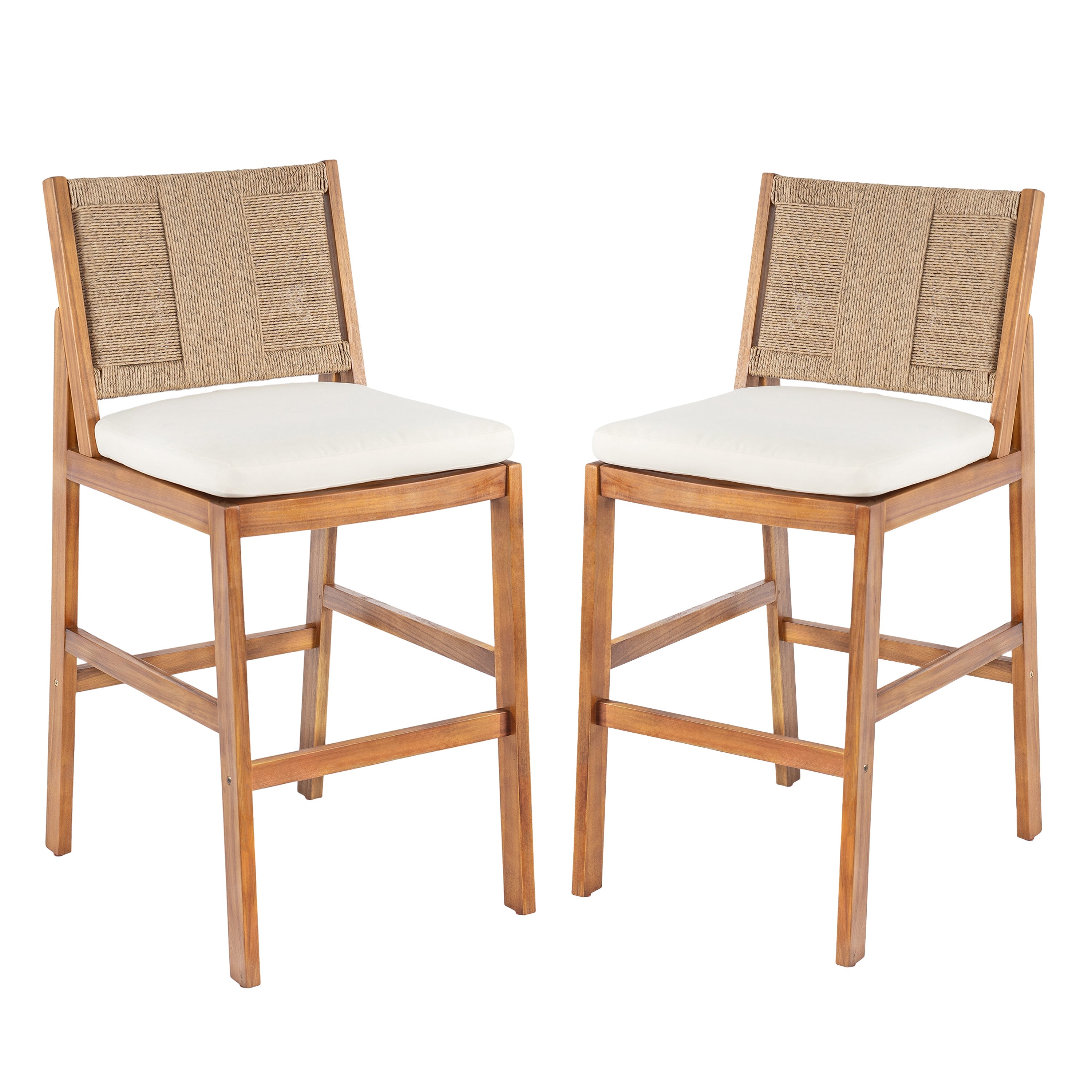 Outdoor Acacia Wood Bar Stools (Set of 2)
